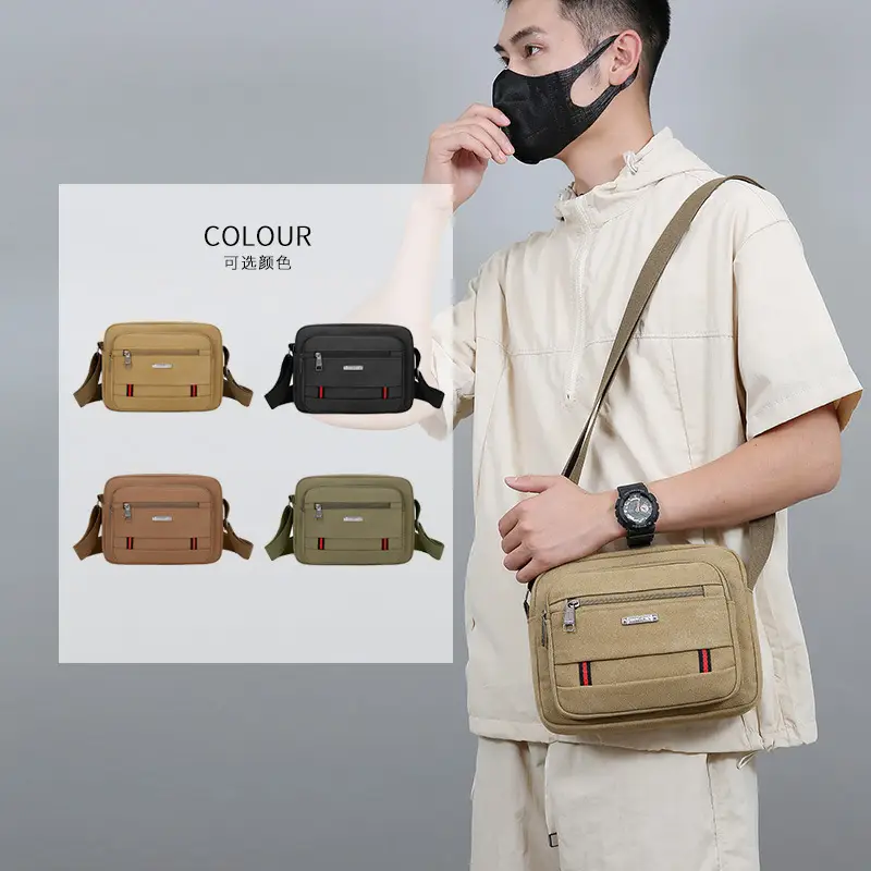 Men's Multi-Layer Shoulder Bag Canvas Business Travel Bag - Image 8