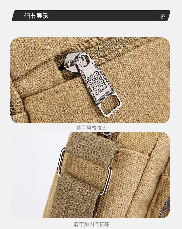 Men's Multi-Layer Shoulder Bag Canvas Business Travel Bag — feature 19