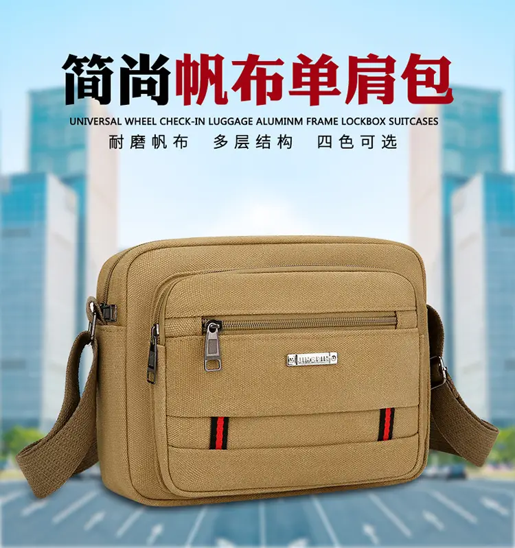 Men's Multi-Layer Shoulder Bag Canvas Business Travel Bag — feature 2