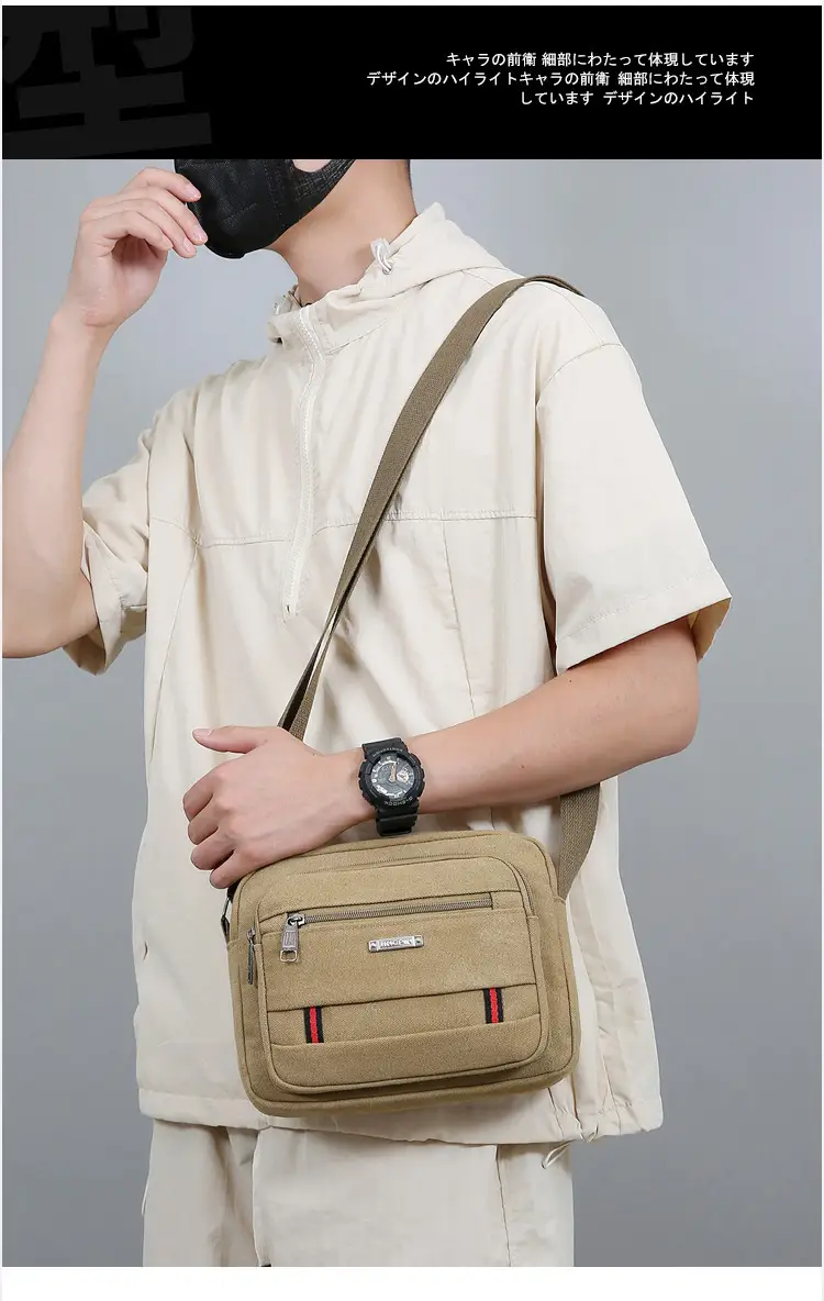 Men's Multi-Layer Shoulder Bag Canvas Business Travel Bag — feature 21