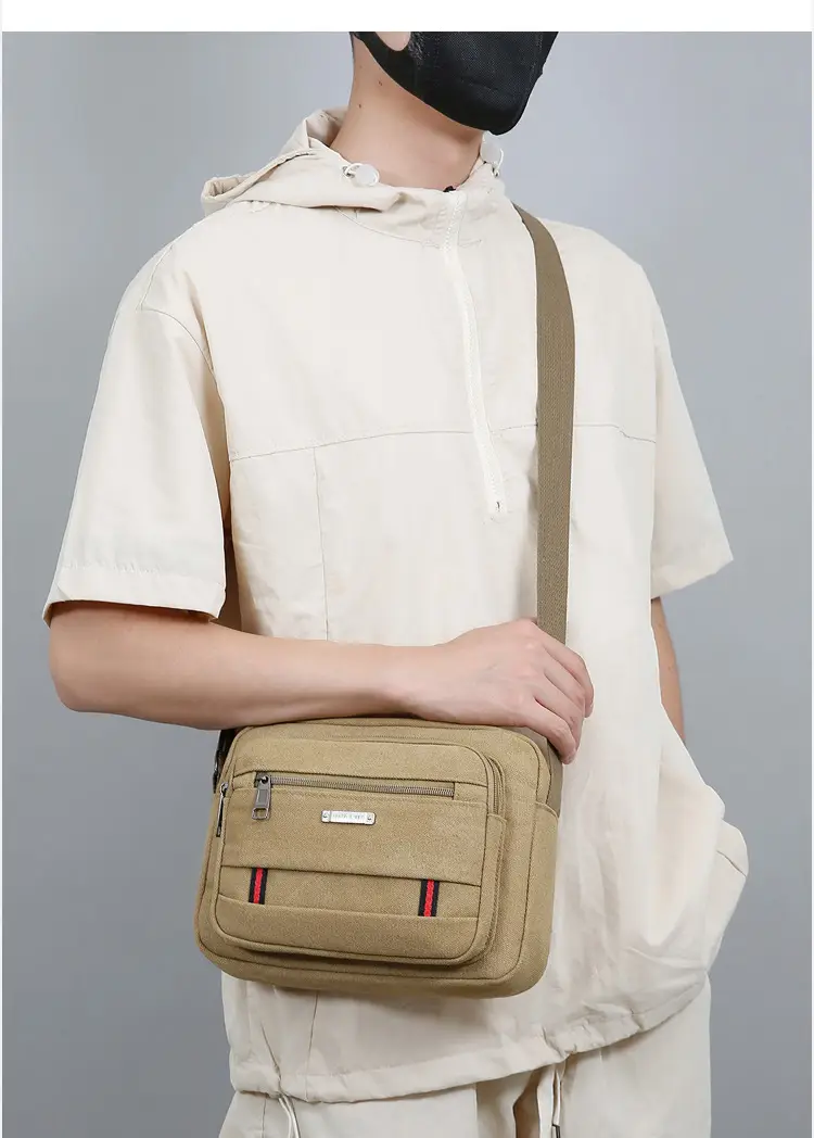 Men's Multi-Layer Shoulder Bag Canvas Business Travel Bag — feature 22