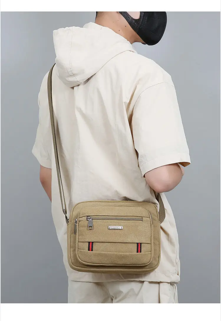 Men's Multi-Layer Shoulder Bag Canvas Business Travel Bag — feature 23