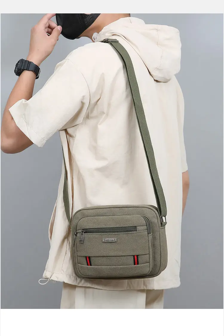 Men's Multi-Layer Shoulder Bag Canvas Business Travel Bag — feature 25