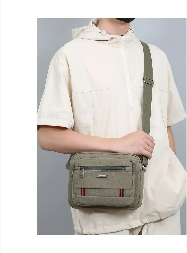 Men's Multi-Layer Shoulder Bag Canvas Business Travel Bag — feature 26