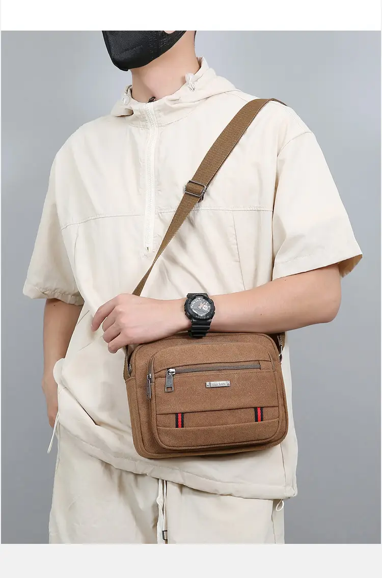 Men's Multi-Layer Shoulder Bag Canvas Business Travel Bag — feature 27