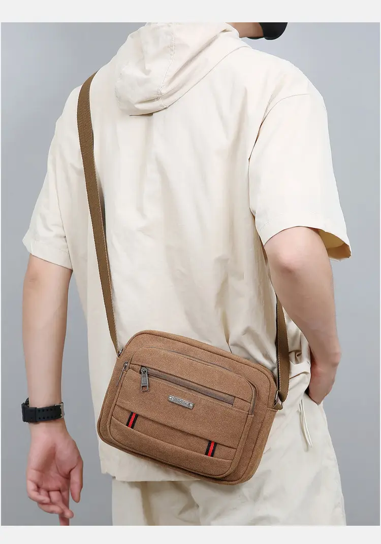 Men's Multi-Layer Shoulder Bag Canvas Business Travel Bag — feature 29