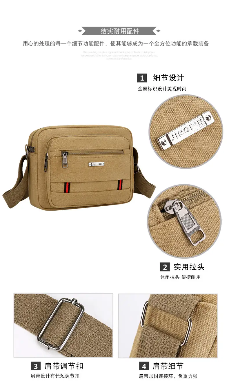 Men's Multi-Layer Shoulder Bag Canvas Business Travel Bag — feature 3