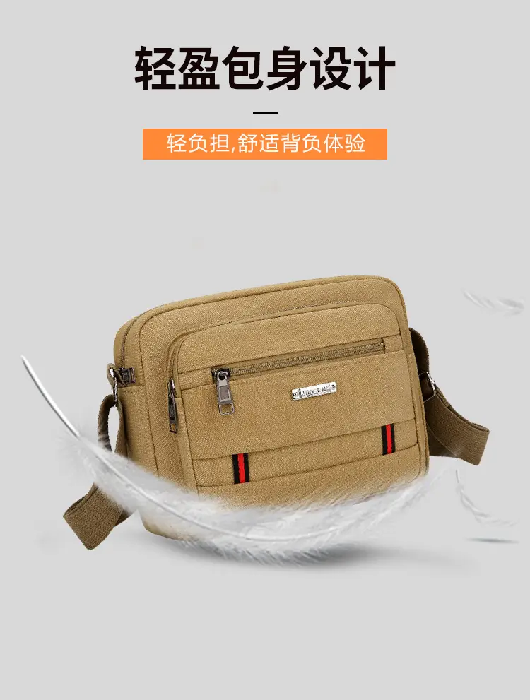 Men's Multi-Layer Shoulder Bag Canvas Business Travel Bag — feature 6