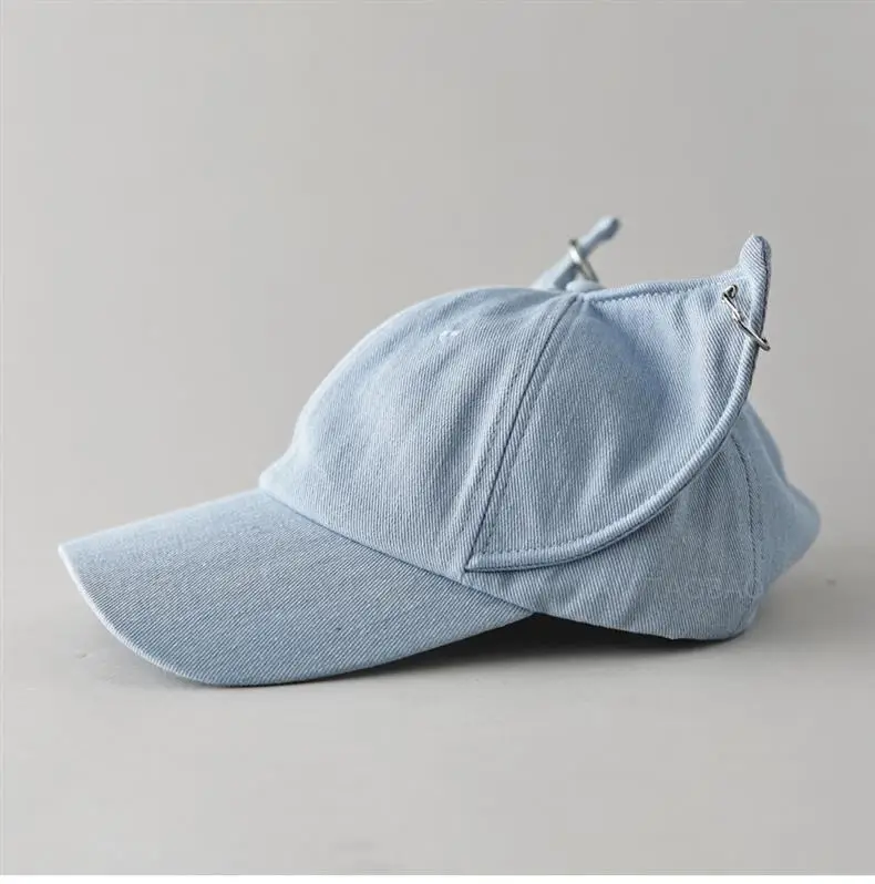 Light Blue Fox Ears Denim Cap for Men Women — feature 10