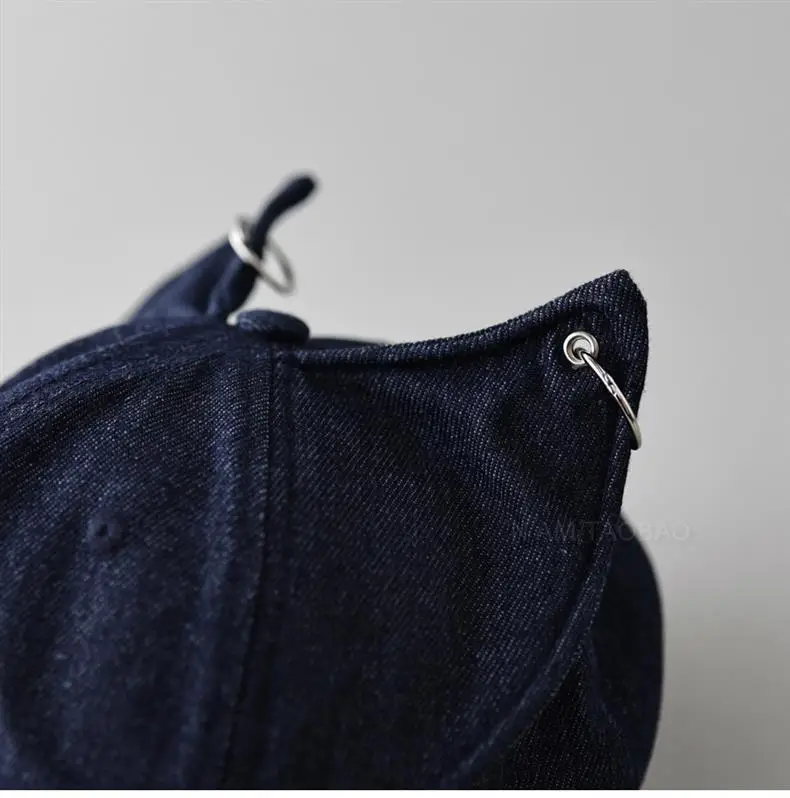 Light Blue Fox Ears Denim Cap for Men Women — feature 12