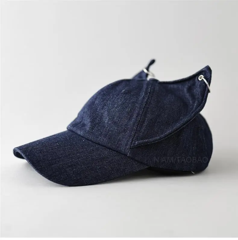 Light Blue Fox Ears Denim Cap for Men Women — feature 3
