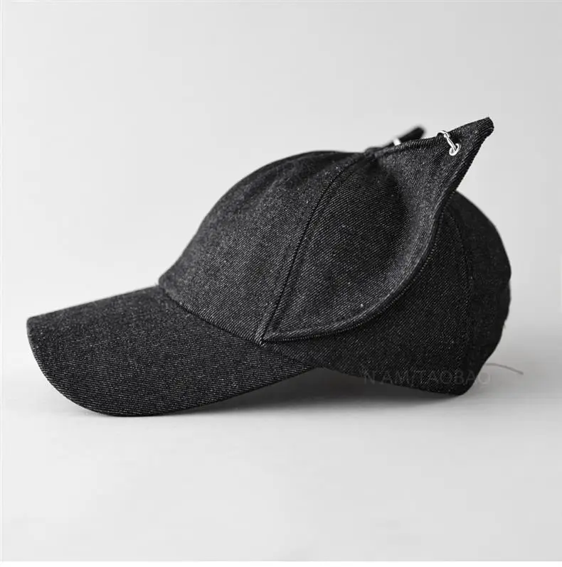 Light Blue Fox Ears Denim Cap for Men Women — feature 6