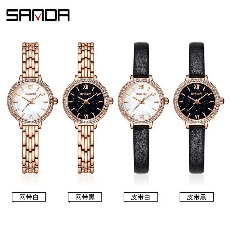 Women's Luxury Quartz Watch with Rose Gold Dial and Black Strap - Image 6