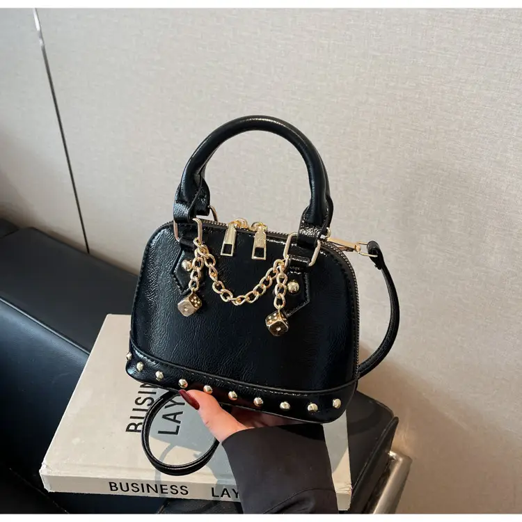 Gold Textured Shoulder Crossbody Bag with Chain Details — feature 12