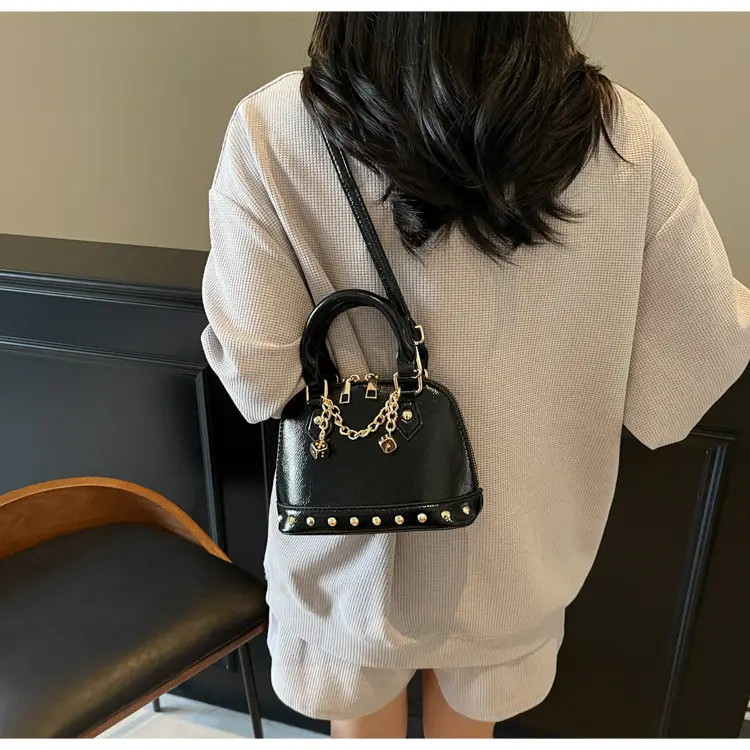 Gold Textured Shoulder Crossbody Bag with Chain Details — feature 19