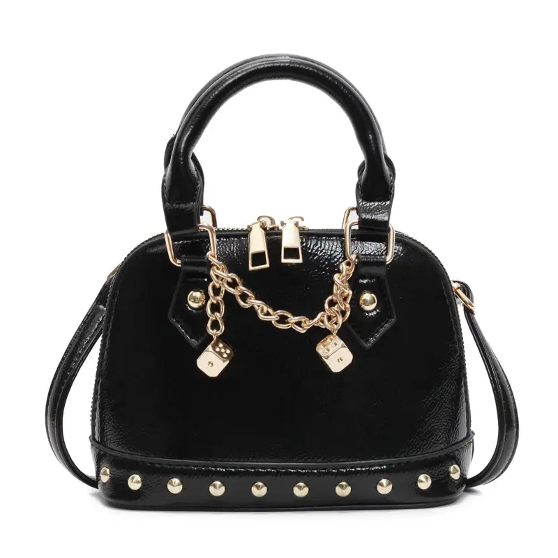 Gold Textured Shoulder Crossbody Bag with Chain Details