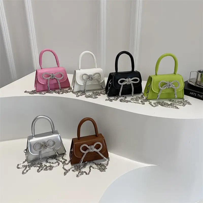 Women's Bow Embroidered Shoulder Bag White Silver - Image 10