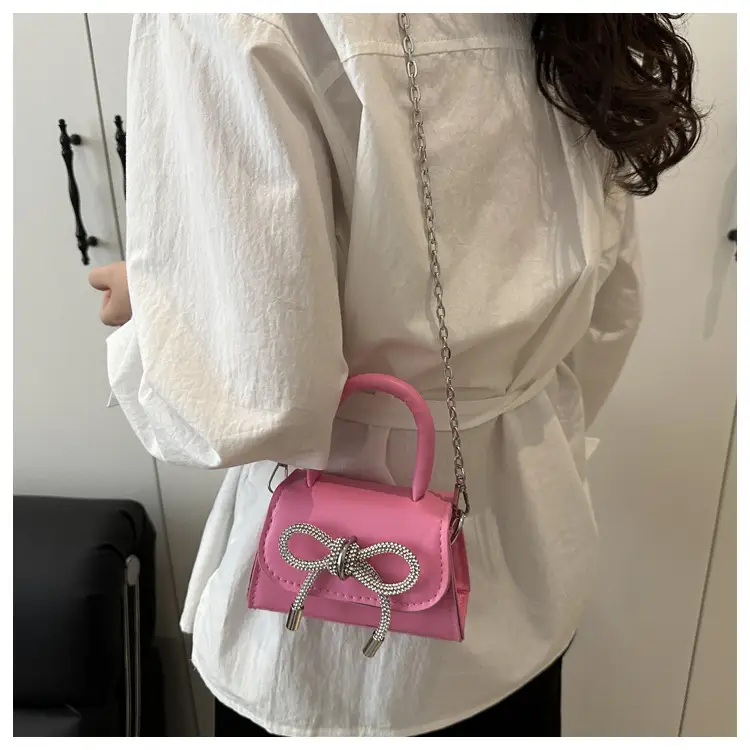 Women's Bow Embroidered Shoulder Bag White Silver — feature 15
