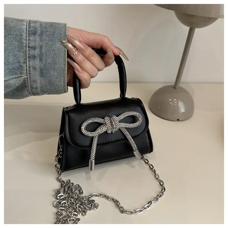 Women's Bow Embroidered Shoulder Bag White Silver — feature 19