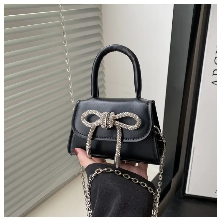 Women's Bow Embroidered Shoulder Bag White Silver — feature 24