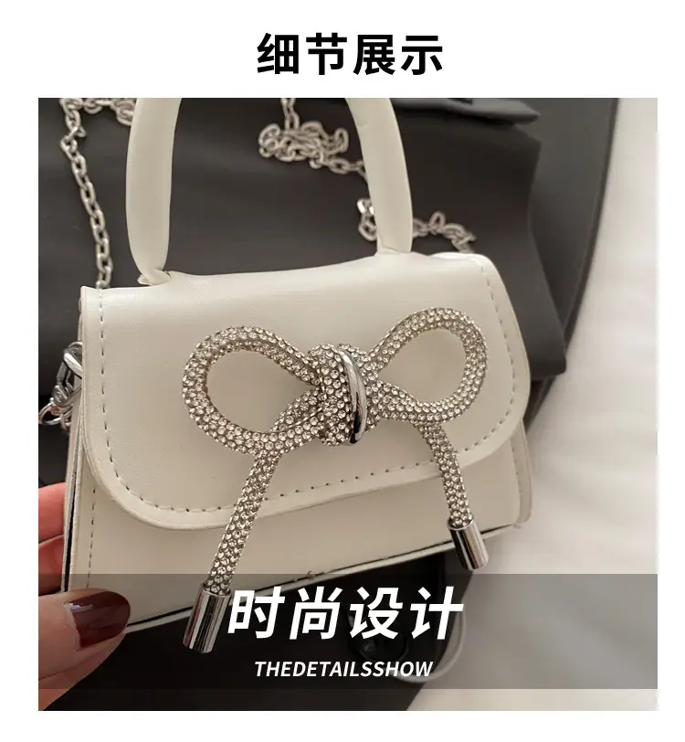 Women's Bow Embroidered Shoulder Bag White Silver — feature 3