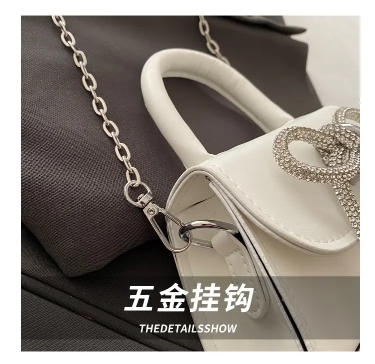 Women's Bow Embroidered Shoulder Bag White Silver — feature 6