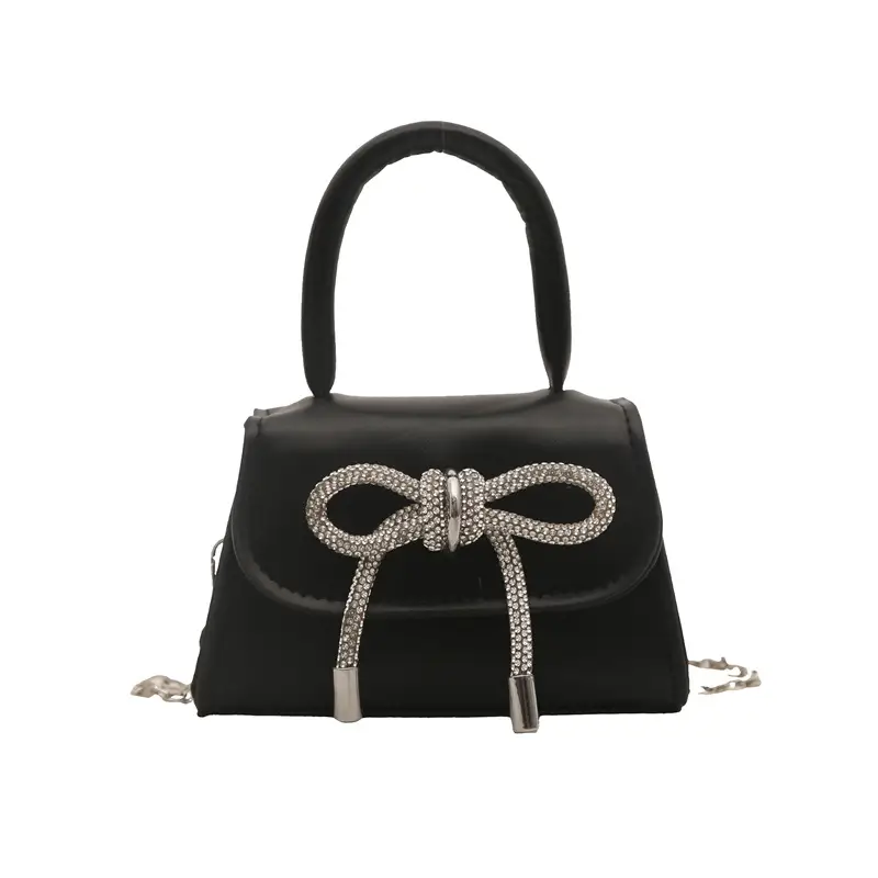 Women's Bow Embroidered Shoulder Bag White Silver - Image 2