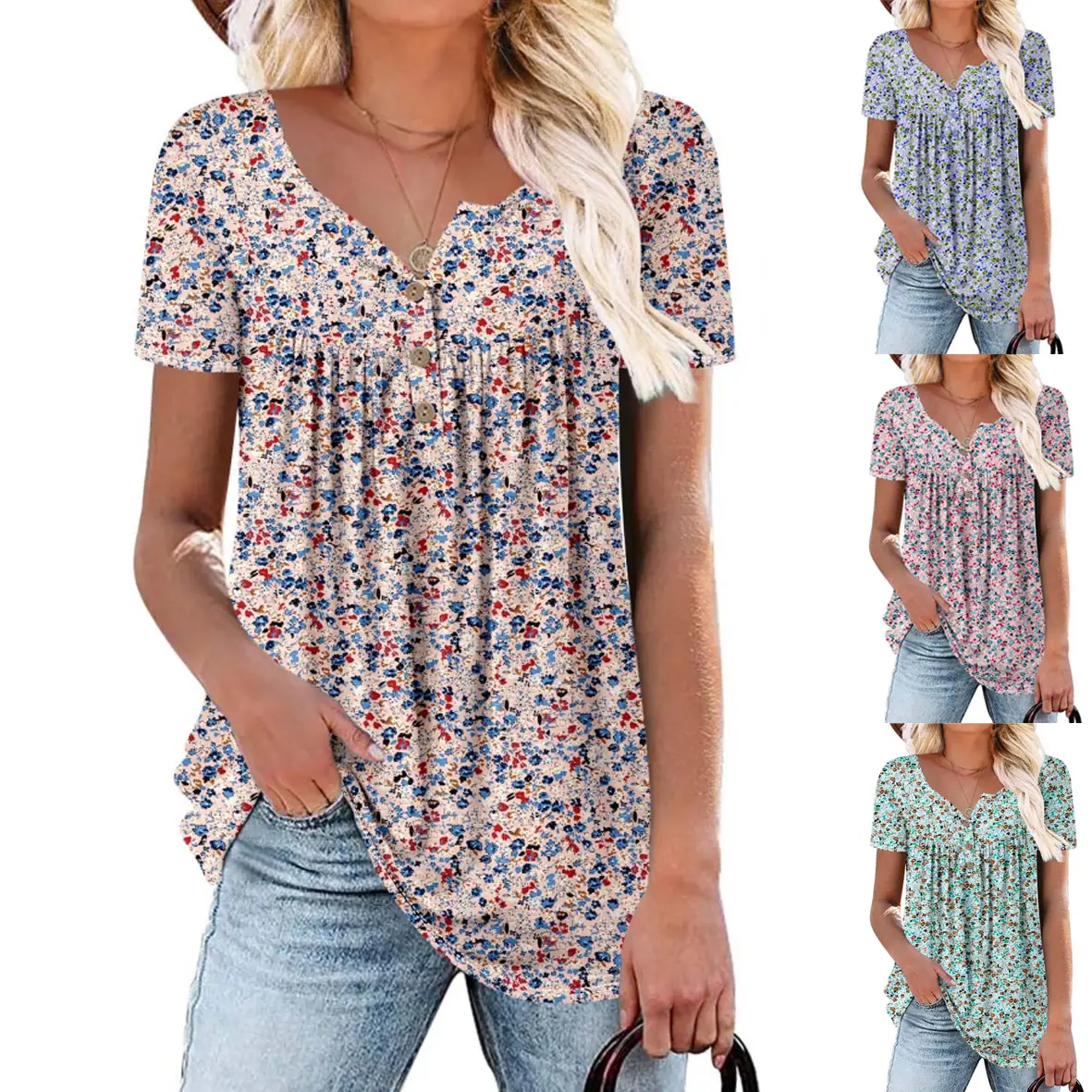 Women's Orange Floral Belted Sleeveless Dress — feature 9
