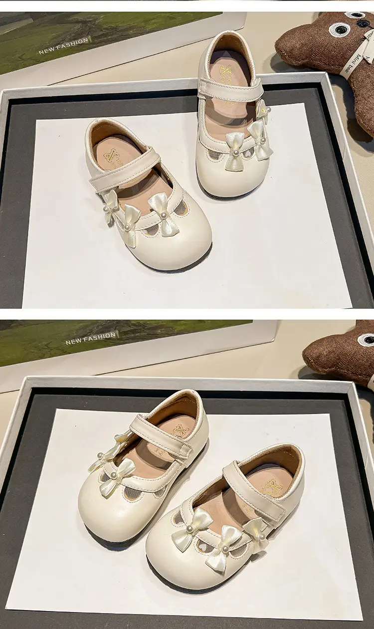 Baby Bow Velcro Shoes Silver White Soft Sole — feature 8