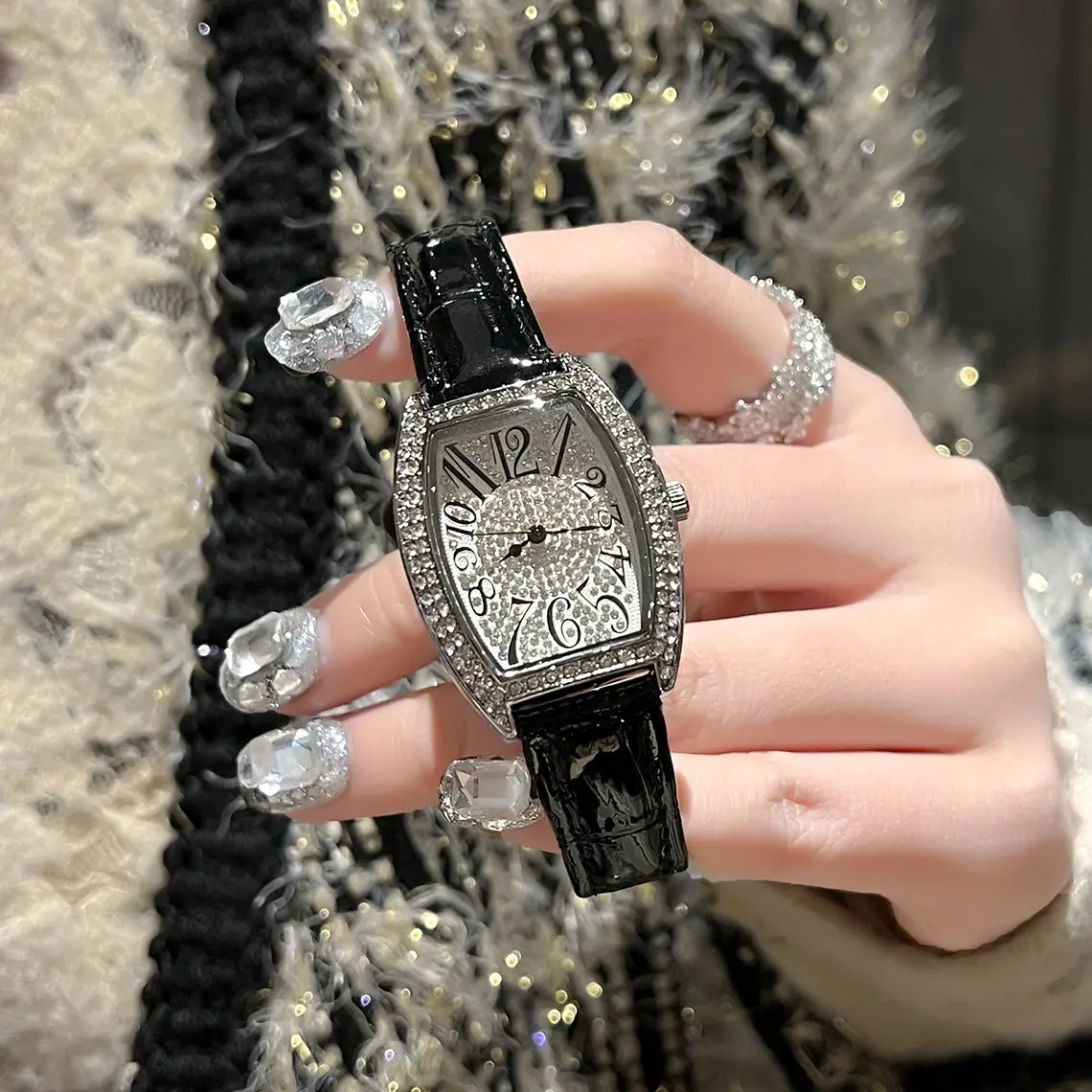 Cross-border Full Diamond Women's Quartz Watch Set - Image 3