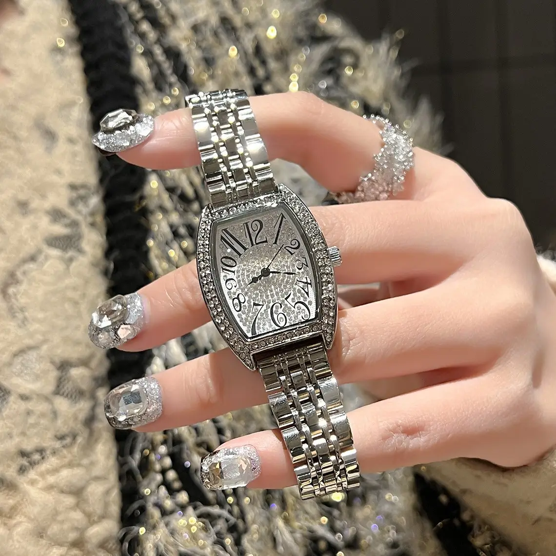 Cross-border Full Diamond Women's Quartz Watch Set - Image 2