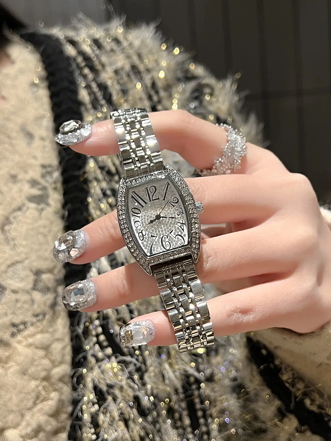 Cross-border Full Diamond Women's Quartz Watch Set — feature 1