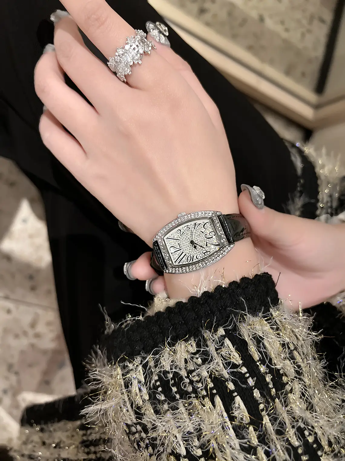 Cross-border Full Diamond Women's Quartz Watch Set — feature 11