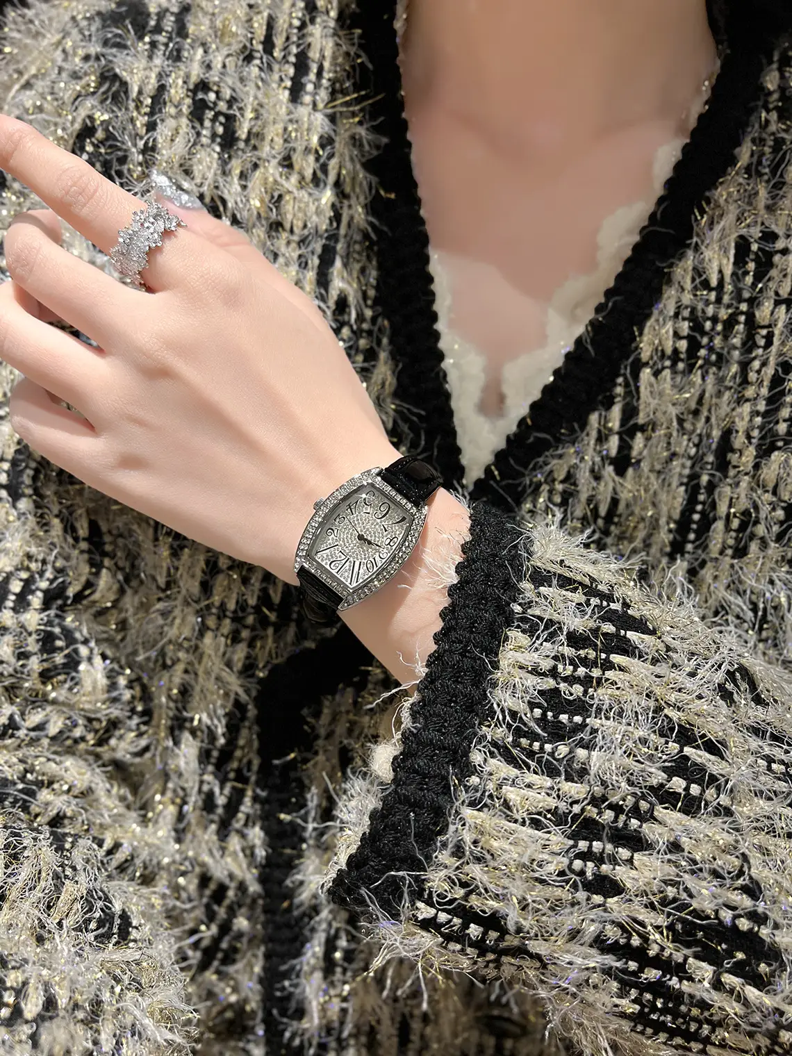 Cross-border Full Diamond Women's Quartz Watch Set — feature 12