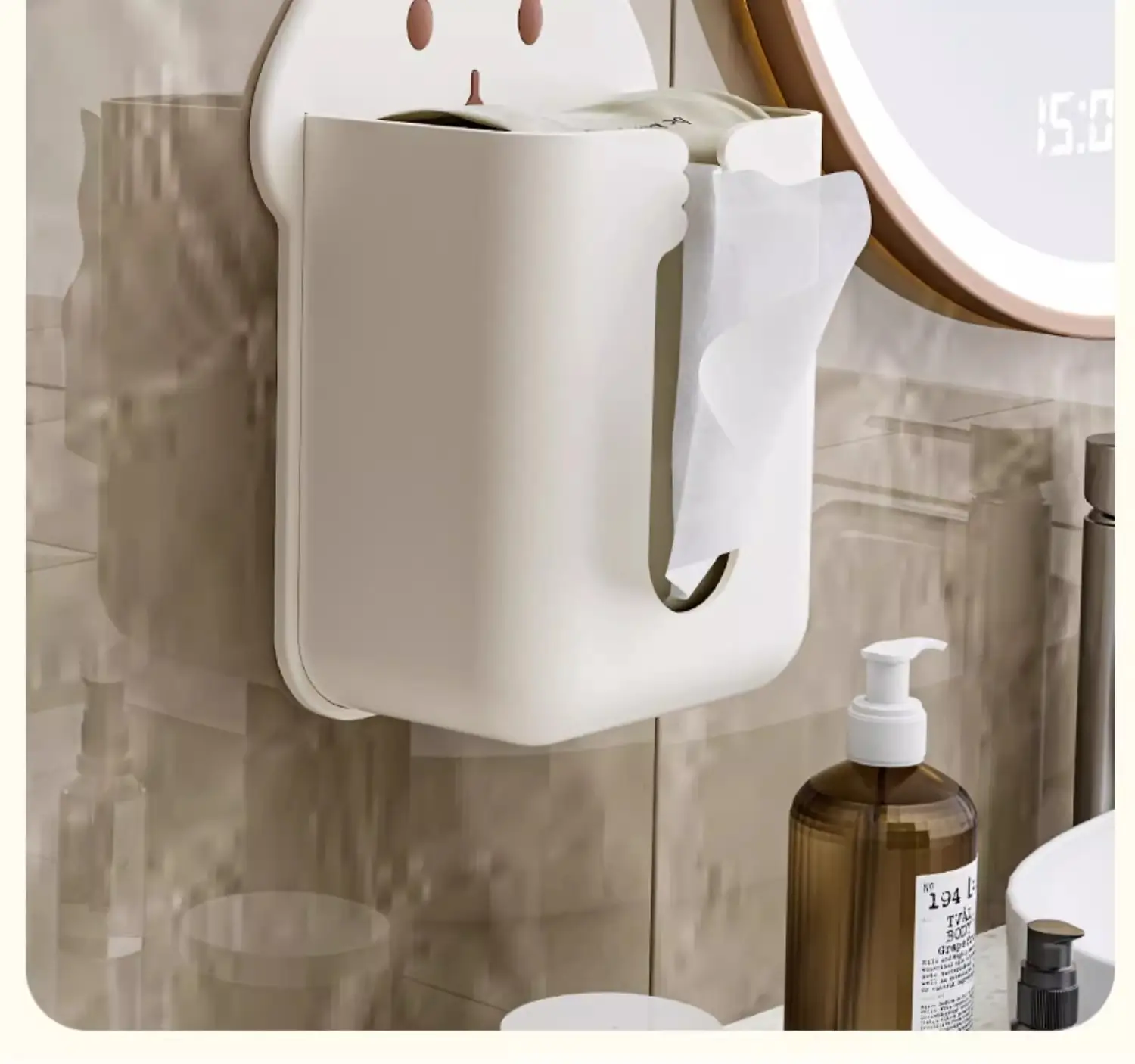 Wall-Mounted Cute Rabbit Tissue Box Cream Color — feature 12