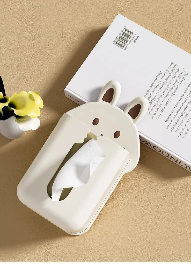 Wall-Mounted Cute Rabbit Tissue Box Cream Color — feature 23