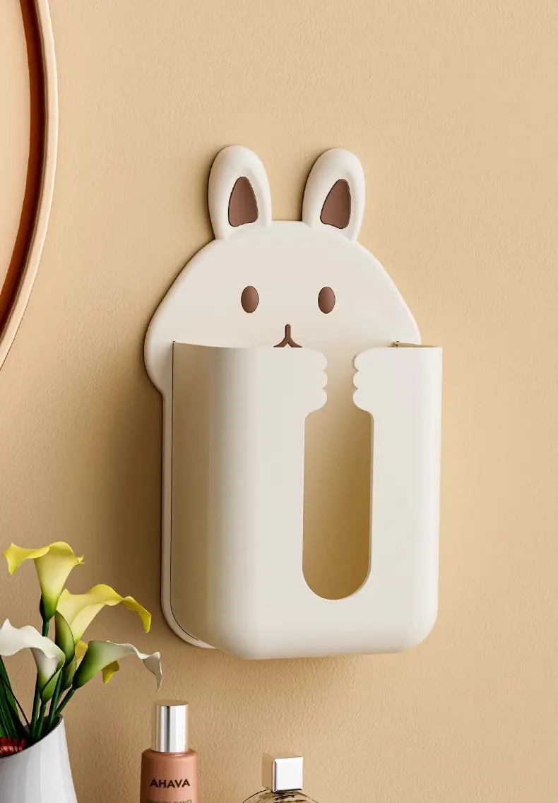 Wall-Mounted Cute Rabbit Tissue Box Cream Color — feature 24