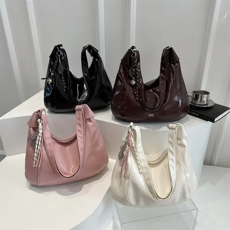 Women's Cream Shoulder Crossbody Bag with Pink Strap - Image 8