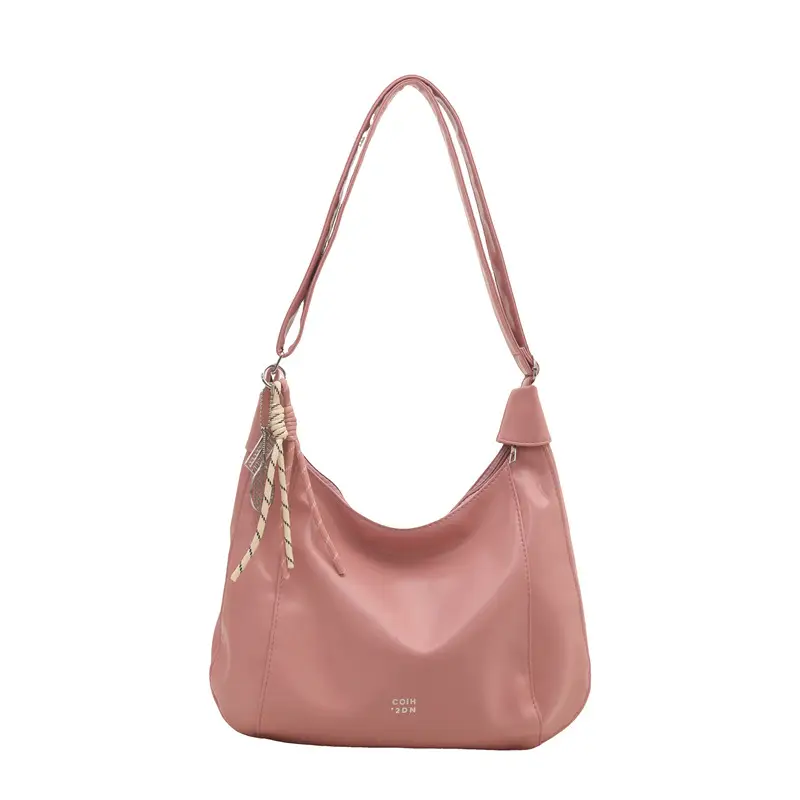 Women's Cream Shoulder Crossbody Bag with Pink Strap - Image 9