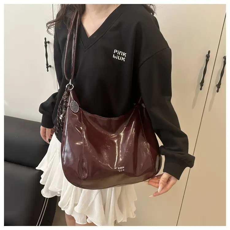 Women's Cream Shoulder Crossbody Bag with Pink Strap — feature 10