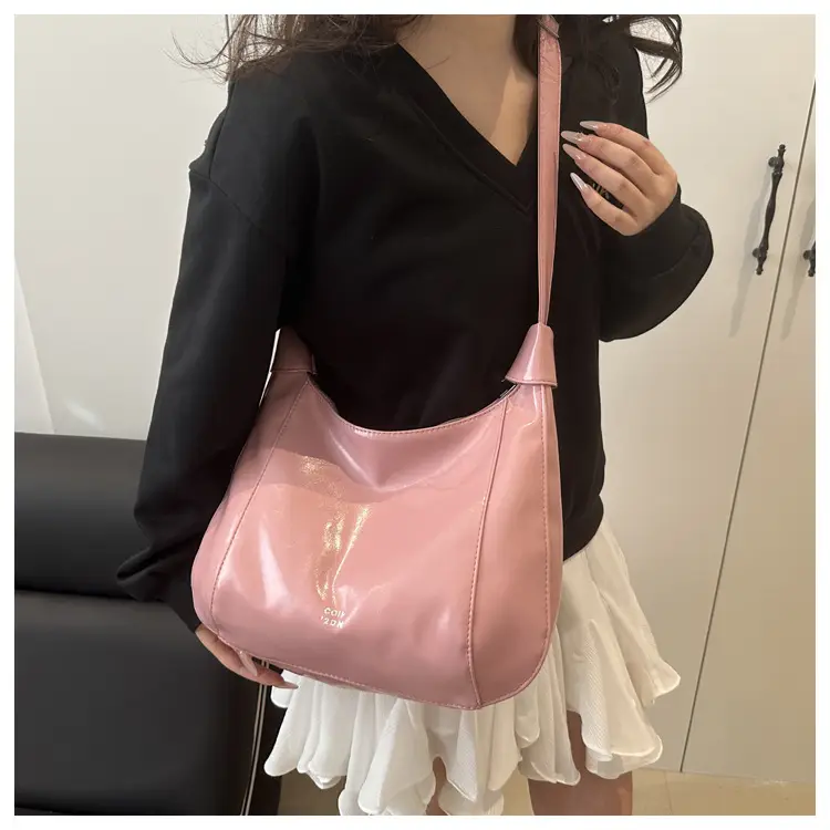 Women's Cream Shoulder Crossbody Bag with Pink Strap — feature 12