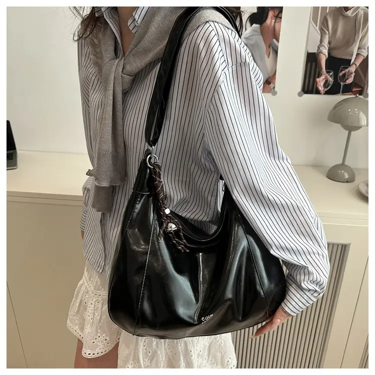 Women's Cream Shoulder Crossbody Bag with Pink Strap — feature 14