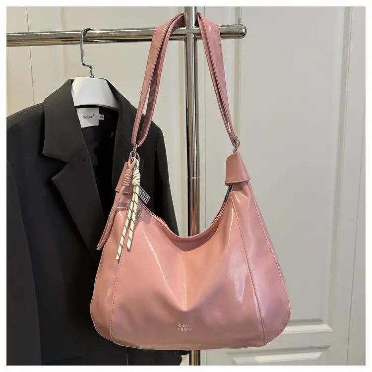 Women's Cream Shoulder Crossbody Bag with Pink Strap — feature 18