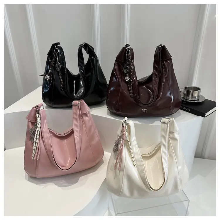 Women's Cream Shoulder Crossbody Bag with Pink Strap — feature 21