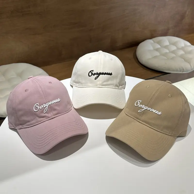 Women's Black Embroidered Baseball Cap Large Head Wide Brim — feature 14