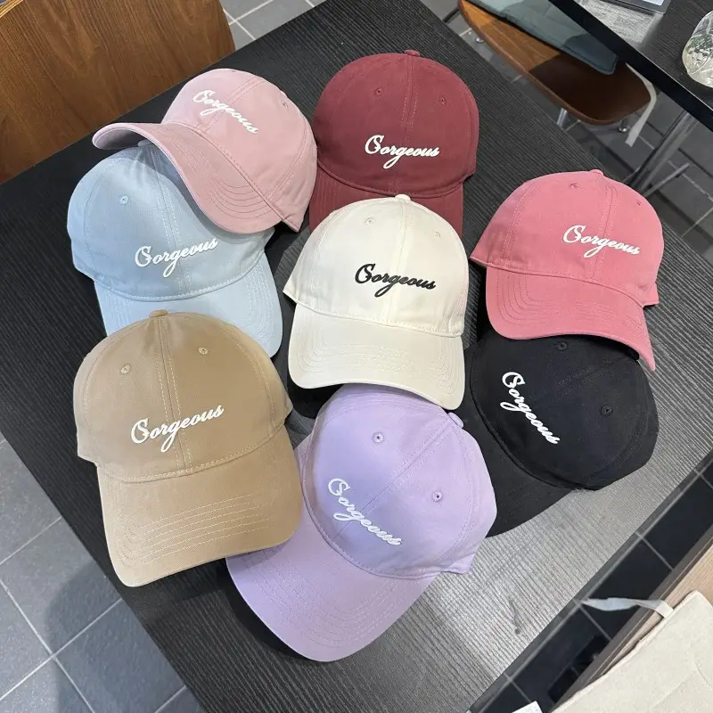 Women's Black Embroidered Baseball Cap Large Head Wide Brim — feature 5