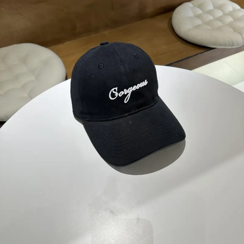 Women's Black Embroidered Baseball Cap Large Head Wide Brim - Image 2