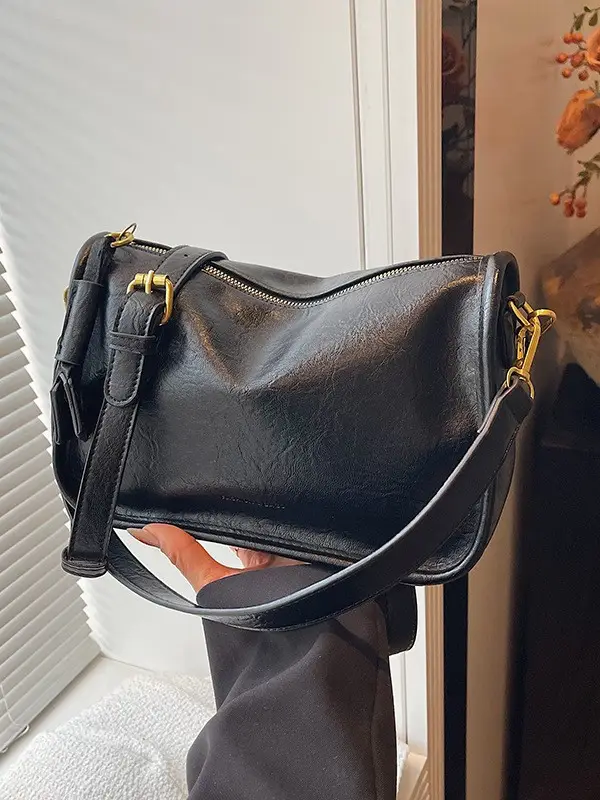 Black Retro Crossbody Bag Women Spring Summer 2025 - Image 7