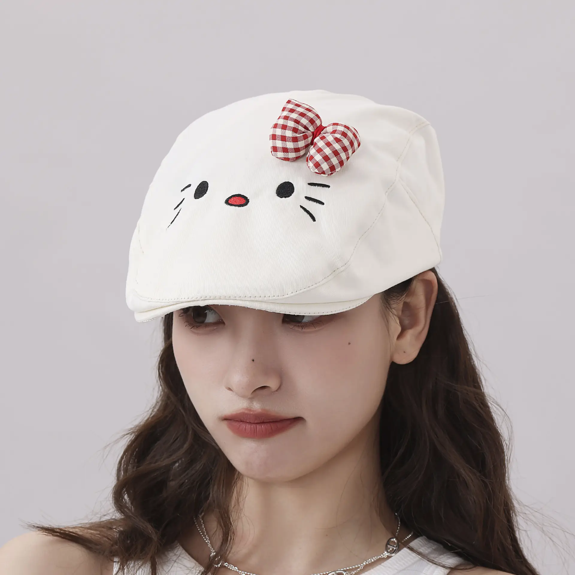 Japanese Girl's Cat Cat Hat with Bow Sunshade Cap