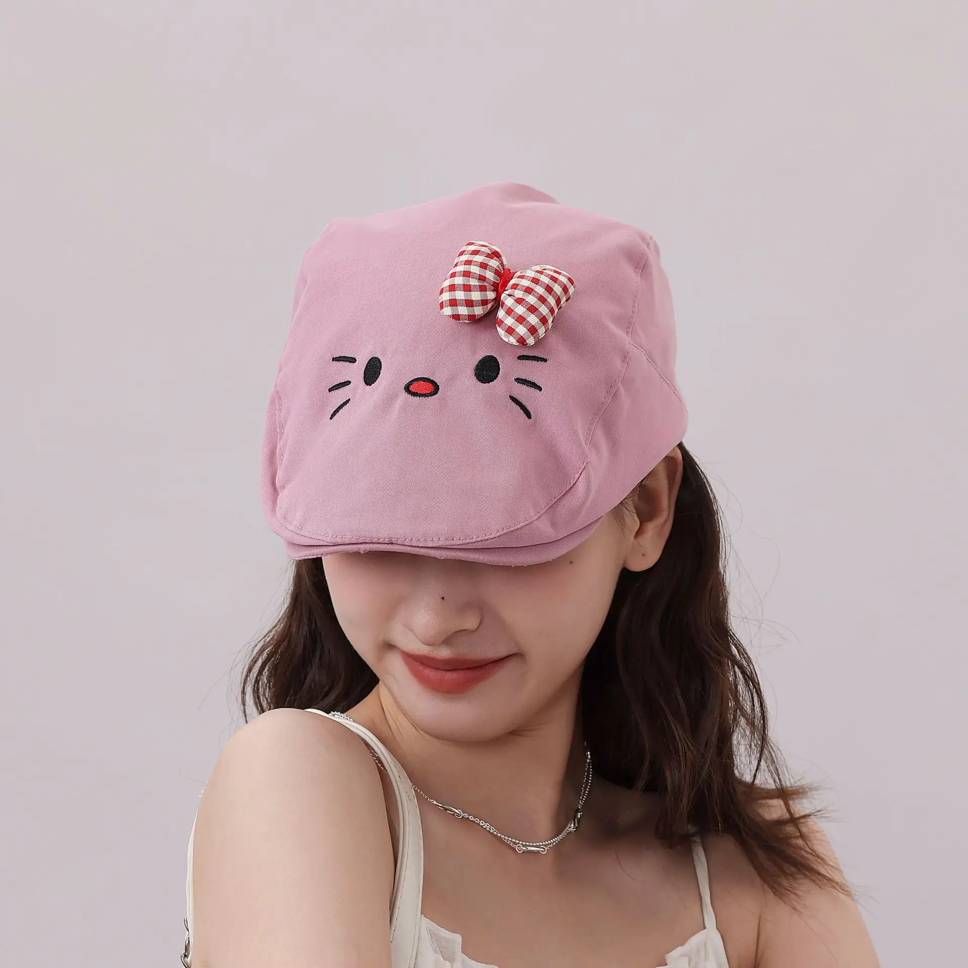 Japanese Girl's Cat Cat Hat with Bow Sunshade Cap